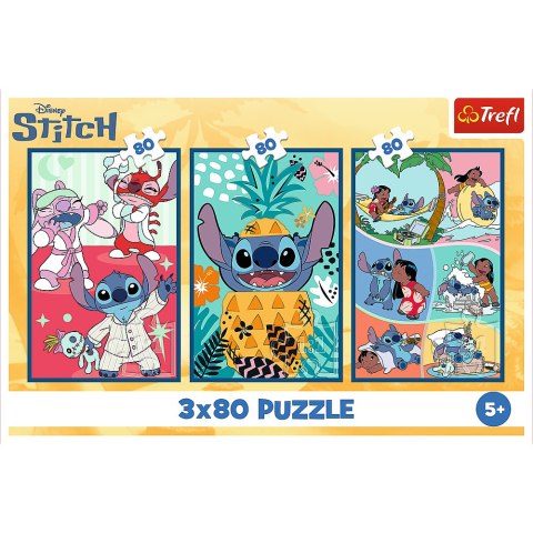 Puzzle - 3x80 - Świat Stitcha - Trefl 34885