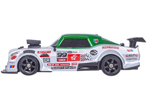 DUŻY Samochód Do Driftu Auto RC Drift 1:16 2,4 GHz PARA DYM Srebrny Dodge 4WD LED