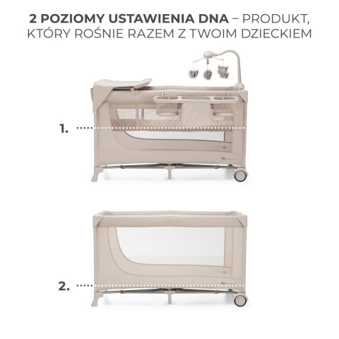 JOY 2 z akcesoriami KinderKraft łóżeczko turystyczne 3w1 - Beige