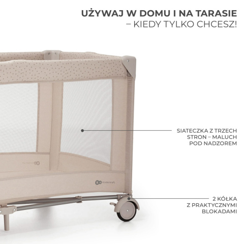 JOY 2 z akcesoriami KinderKraft łóżeczko turystyczne 3w1 - Beige