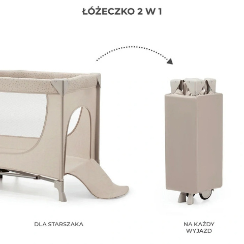 JOY 2 z akcesoriami KinderKraft łóżeczko turystyczne 3w1 - Beige