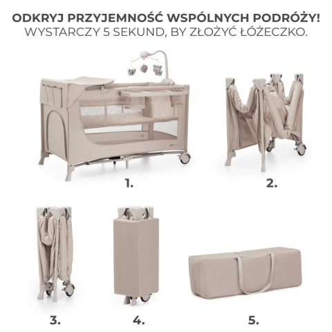 JOY 2 z akcesoriami KinderKraft łóżeczko turystyczne 3w1 - Beige
