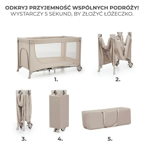 JOY 2 z akcesoriami KinderKraft łóżeczko turystyczne 3w1 - Beige