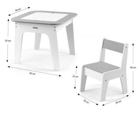 MILLY MALLY 6629 Zestaw mebli Olaf - Stolik i dwa krzesełka Grey