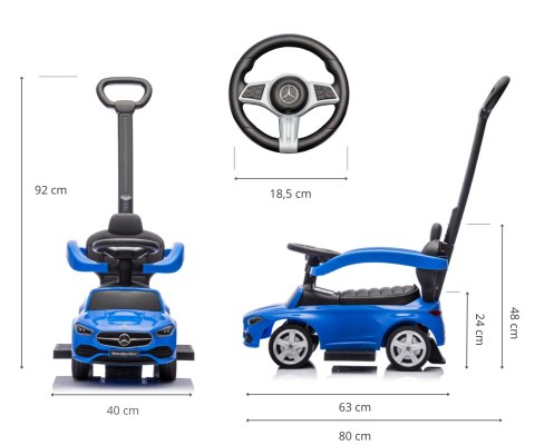 MILLY MALLY 6110 Pojazd z rączką Mercedes C-Class Deluxe Blue