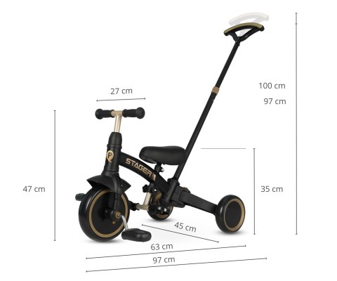 MILLY MALLY 6276 Rowerek trójkołowy Stager 3w1 Platinum