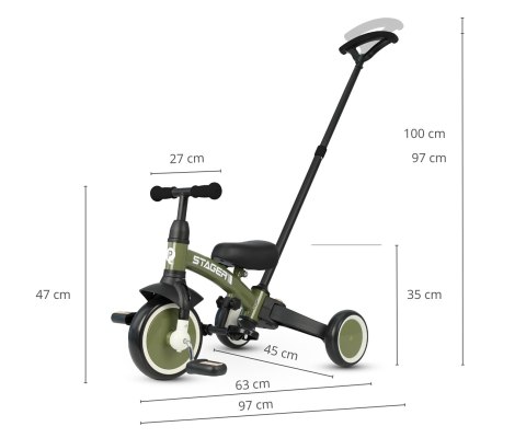 MILLY MALLY 6277 Rowerek trójkołowy Stager 3w1 green
