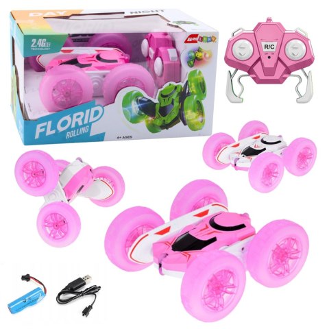 Samochód Kaskaderski Auto Zdalnie Sterowane RC 360° Różowy