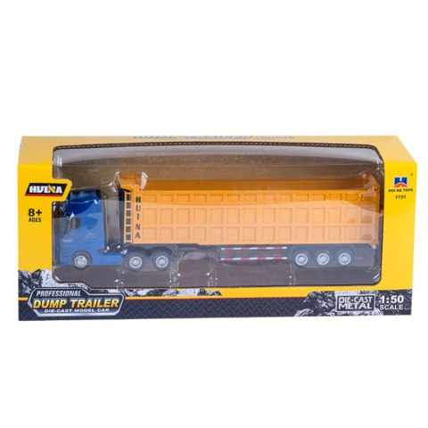 Ciężarówka Z Naczepą Objętościową Metalowa Żółta Huina 1:50