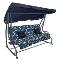 Huśtawka Ogrodowa Siedzisko Textylina 2x1 Wzór Liście Granatowa