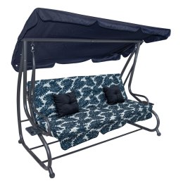 Huśtawka Ogrodowa Siedzisko Textylina 2x1 Wzór Liście Granatowa