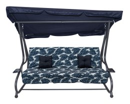 Huśtawka Ogrodowa Siedzisko Textylina 2x1 Wzór Liście Granatowa