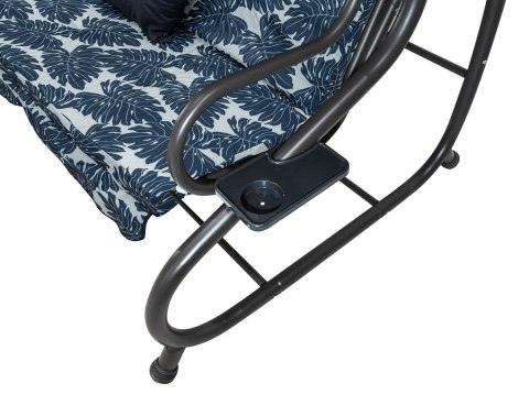 Huśtawka Ogrodowa Siedzisko Textylina 2x1 Wzór Liście Granatowa