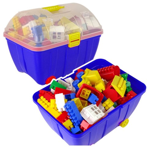 Kuferek Mały z Kolorowymi Klockami K2 180 Elementów Niebieski