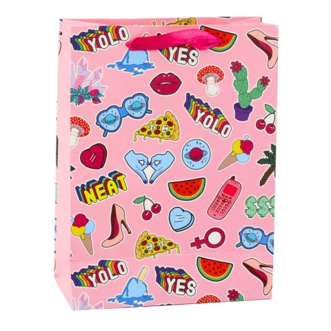 Torba Prezentowa Naklejki Kolorowe Znaczki 23 x 18 x 10,5 cm