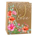 Torba Prezentowa Napis Love Kwiaty 23 x 18 x 10,5 cm