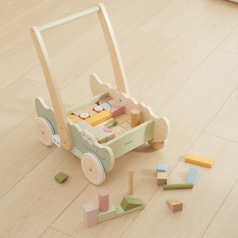 Viga Drewniany Wózek Na Klocki Pchacz