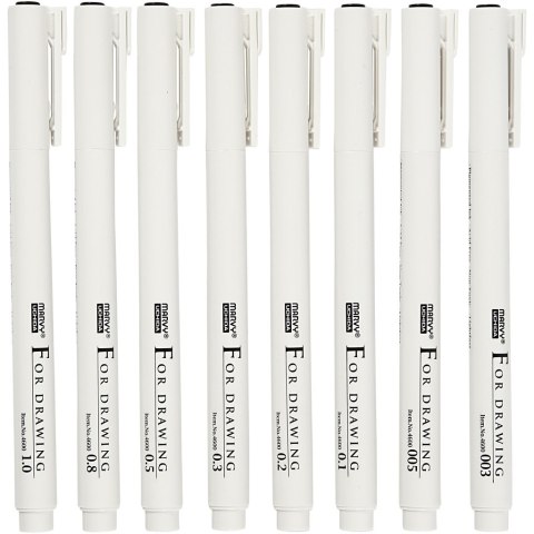 Cienkopisy kreślarskie Czarne 8 szt.