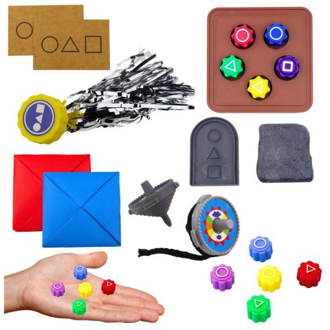 Zestaw 5 Gier Squid Game Tradycyjne Koreańskie Gry Kości Bączek Dwie Karty