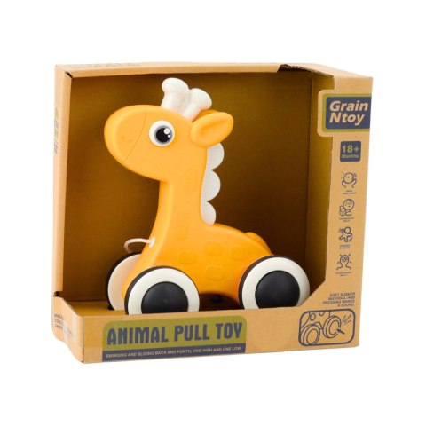 Żyrafa Zabawka Do Ciągnięcia Na Sznurku Piszczałka Eko Żółta