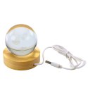 Świecąca Kryształowa Kula 3D Meduza Lampka Drewniana Podstawka