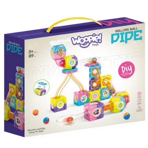 WOOPIE Klocki Magnetyczne Tor Kulkowy Kulodrom 89 el.