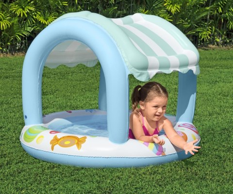 BESTWAY 52638 Basenik dmuchany z daszkiem i pompowanym dnem Cukierkowy Domek 1,04x84