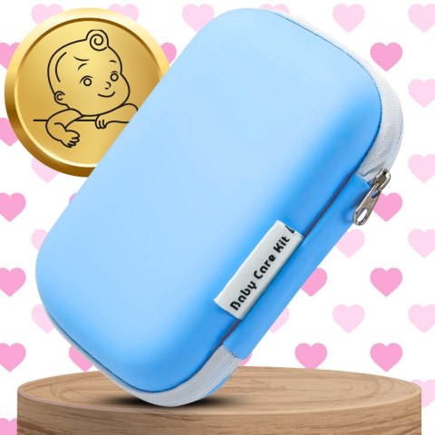 DUŻY ZESTAW KOSMETYCZNY PIELĘGNACYJNY DLA DZIECI NIEMOWLĄT + ETUI NICEkids NIEBIESKI