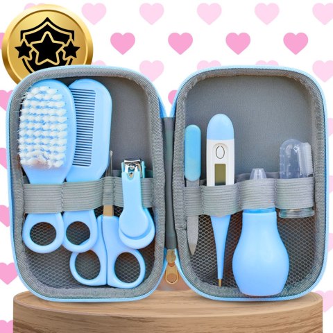 DUŻY ZESTAW KOSMETYCZNY PIELĘGNACYJNY DLA DZIECI NIEMOWLĄT + ETUI NICEkids NIEBIESKI