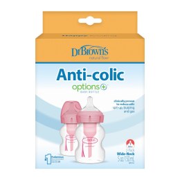 Dr.Browns WB52601 Butelka szeroka szyjka 150ml PP OPTIONS PLUS 2-pak różowy