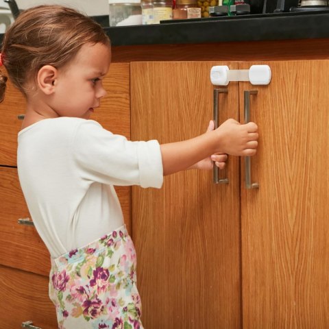 ZABEZPIECZENIA SZAFEK BLOKADA SZUFLAD MEBLI DRZWI PRZED DZIEĆMI MOCNA NICEKIDS BIAŁE