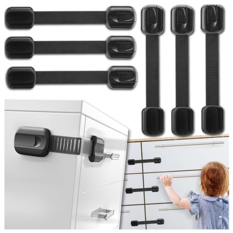ZABEZPIECZENIA SZAFEK BLOKADA SZUFLAD MEBLI DRZWI PRZED DZIEĆMI MOCNA NICEKIDS CZARNE