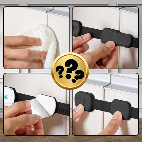 ZABEZPIECZENIA SZAFEK BLOKADA SZUFLAD MEBLI DRZWI PRZED DZIEĆMI MOCNA NICEKIDS CZARNE