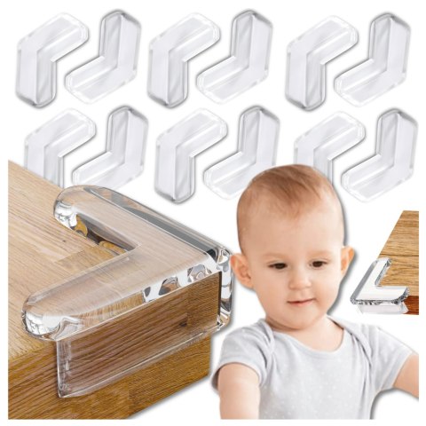 ZABEZPIECZENIE NAROŻNIKÓW NA ROGI STOŁÓW MEBLI NAROŻNIKI BEZBARWNE 12 SZT KSZTAŁT L NICEKIDS