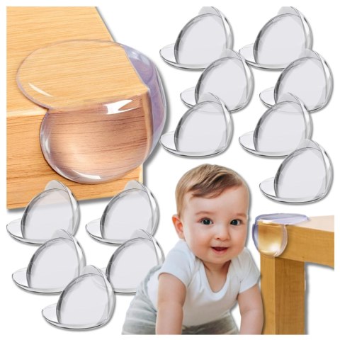 ZABEZPIECZENIE NAROŻNIKÓW NA ROGI STOŁÓW MEBLI NAROŻNIKI BEZBARWNE 12 SZT OKRĄGŁE NICEKIDS