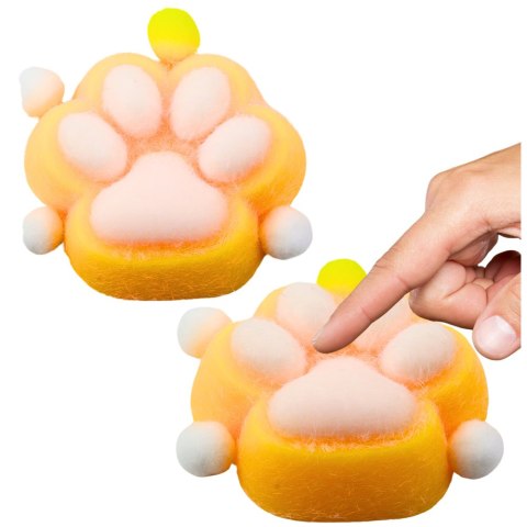 Gniotek Kocia Łapka Zabawka Antystresowa Sensoryczna Sierść Squishy Żółta