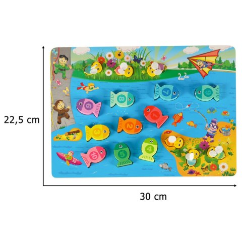 Gra drewniana rybki łowienie rybek na magnes pszczółki montessori