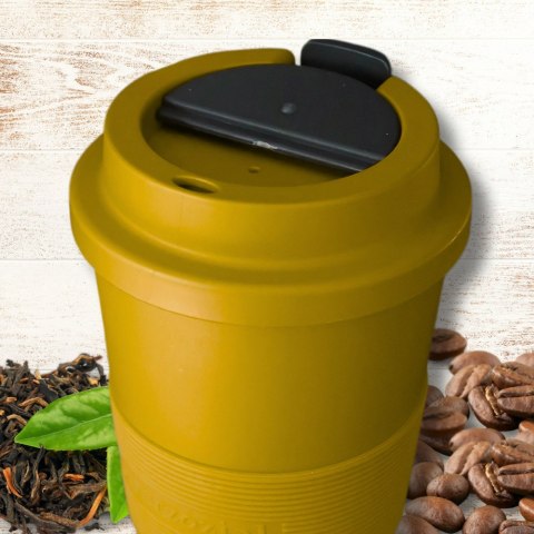KUBEK PODRÓŻNY NA KAWĘ HERBATE DO SAMOCHODU NA WYNOS 480 ML ZÓŁTY