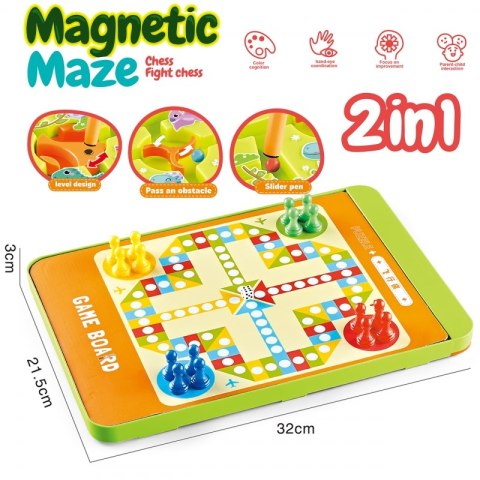 WOOPIE Magnetyczny Labirynt 2w1 Gra Chińczyk