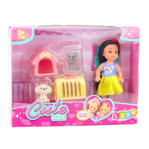 Zestaw Mini Laleczka W Sukience Pieski Buda Transporter