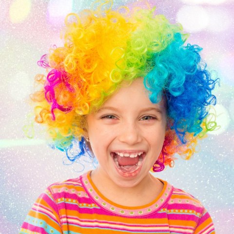 KOLOROWA PERUKA WŁOSY AFRO KARNAWAŁ PARTY FOTOBUDKA PANIEŃSKI URODZINY