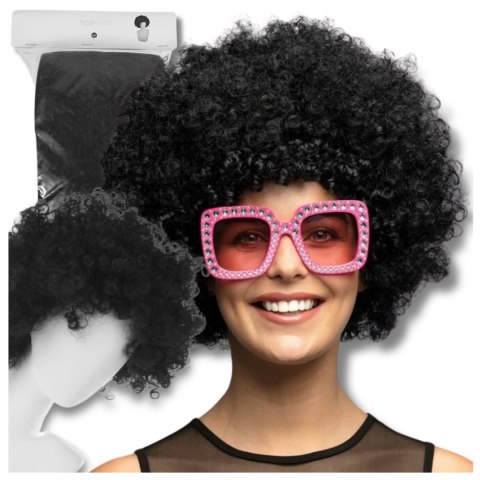 PERUKA WŁOSY CZARNE AFRO KARNAWAŁ PARTY FOTOBUDKA PANIEŃSKI URODZINY