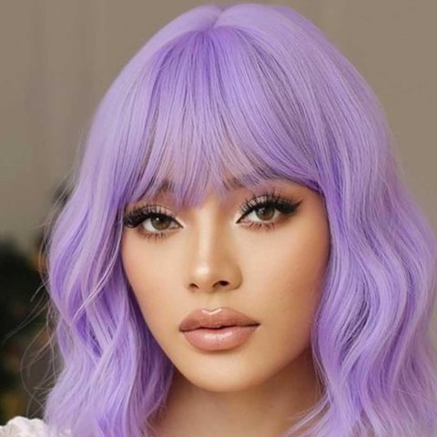 PERUKA WŁOSY DŁUGIE FIOLETOWA Z GRZYWKĄ KARNAWAŁ PARTY FOTOBUDKA PANIEŃSKI URODZINY