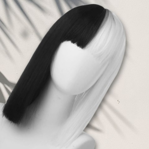 PERUKA WŁOSY KRÓTKIE CZARNO BIAŁE Z GRZYWKĄ KARNAWAŁ PARTY FOTOBUDKA PANIEŃSKI URODZINY