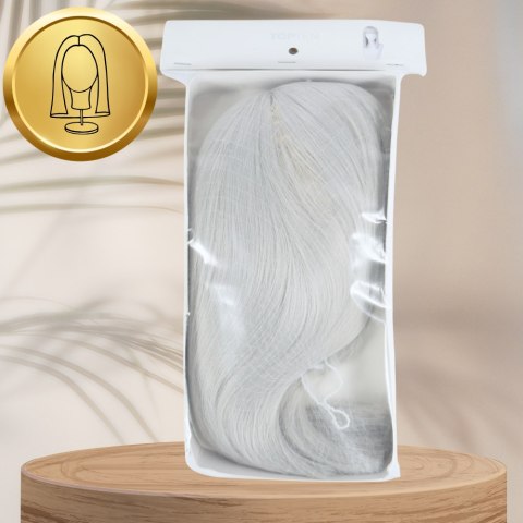 PERUKA WŁOSY KRÓTKIE SIWE Z GRZYWKĄ KARNAWAŁ PARTY FOTOBUDKA PANIEŃSKI URODZINY