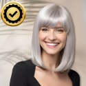 PERUKA WŁOSY KRÓTKIE SIWE Z GRZYWKĄ KARNAWAŁ PARTY FOTOBUDKA PANIEŃSKI URODZINY