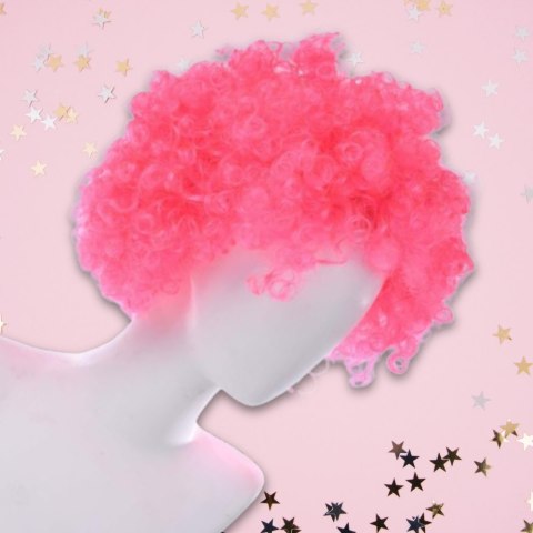 PERUKA WŁOSY RÓŻOWE AFRO KARNAWAŁ PARTY FOTOBUDKA PANIEŃSKI URODZINY