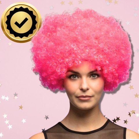 PERUKA WŁOSY RÓŻOWE AFRO KARNAWAŁ PARTY FOTOBUDKA PANIEŃSKI URODZINY