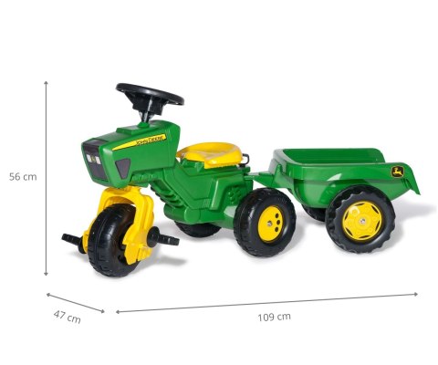 Rolly Toys 052769 Traktor Rolly-Kid John Deere 3-Kołowy z Przyczepą
