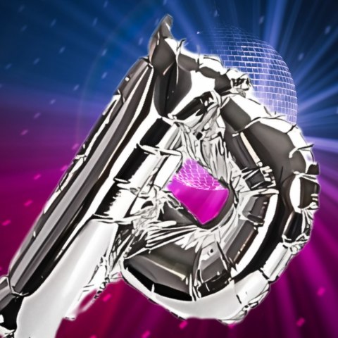 BALON FOLIOWY OGROMNY NAPIS PARTY SREBRNY URODZINY SYLWESTER WYSOKOŚĆ 40 CM